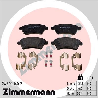 Bromsbeläggsats, Framaxel Zimmermann 24391.160.2 ZIMMERMANN