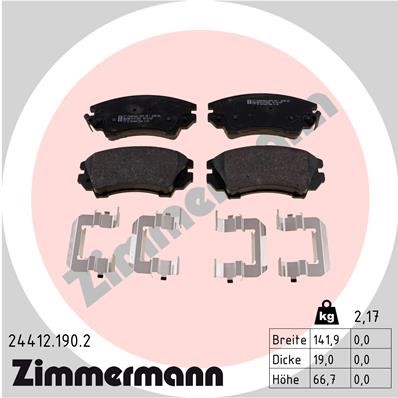 Bromsbeläggsats, Framaxel Zimmermann 24412.190.2 ZIMMERMANN