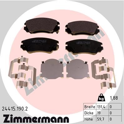 Bromsbeläggsats, Framaxel Zimmermann 24415.190.2 ZIMMERMANN