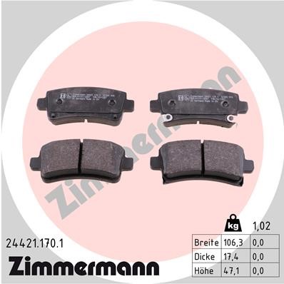 Bromsbeläggsats, Bakaxel Zimmermann 24421.170.1 ZIMMERMANN
