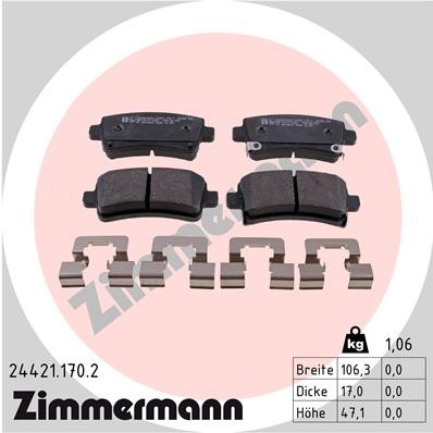 Bromsbeläggsats, Bakaxel Zimmermann 24421.170.2 ZIMMERMANN