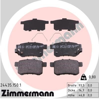 Bromsbeläggsats, Bakaxel Zimmermann 24435.150.1 ZIMMERMANN