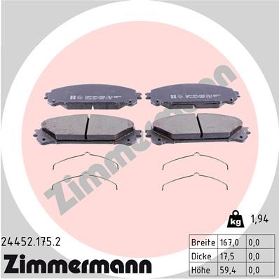 Bromsbeläggsats, Framaxel Zimmermann 24452.175.2 ZIMMERMANN