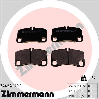 Bromsbeläggsats, Bakaxel Zimmermann 24454.170.1 ZIMMERMANN