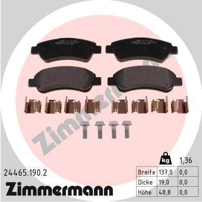 Bromsbeläggsats, Bakaxel Zimmermann 24465.190.2 ZIMMERMANN