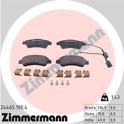 Bromsbeläggsats, Bakaxel Zimmermann 24465.190.4 ZIMMERMANN Bromsbeläggsats, Bakaxel Zimmermann 24465.190.4 ZIMMERMANN