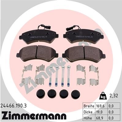 Bromsbeläggsats, Framaxel Zimmermann 24466.190.3 ZIMMERMANN