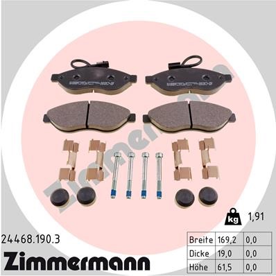 Bromsbeläggsats, Framaxel Zimmermann 24468.190.3 ZIMMERMANN