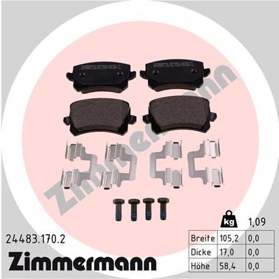 Bromsbeläggsats, Bakaxel Zimmermann 24483.170.2 ZIMMERMANN