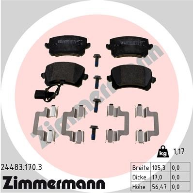 Bromsbeläggsats, Bakaxel Zimmermann 24483.170.3 ZIMMERMANN