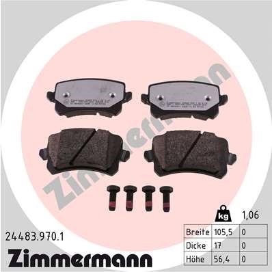 Bromsbeläggsats, Bakaxel Zimmermann Rd:z 24483.970.1 ZIMMERMANN