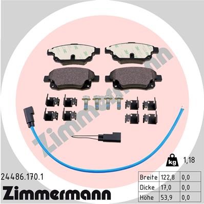 Bromsbeläggsats, Bakaxel Zimmermann 24486.170.1 ZIMMERMANN