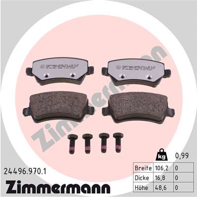 Bromsbeläggsats, Bakaxel Zimmermann Rd:z 24496.970.1 ZIMMERMANN