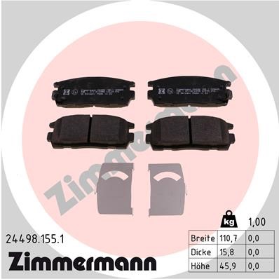 Bromsbeläggsats, Bakaxel Zimmermann 24498.155.1 ZIMMERMANN