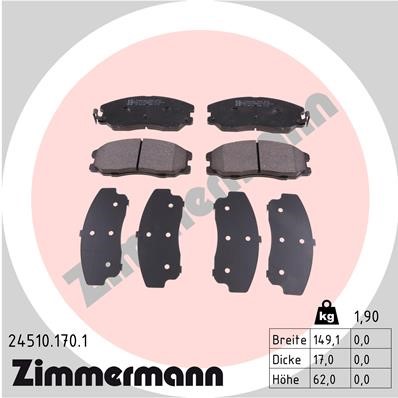 Bromsbeläggsats, Framaxel Zimmermann 24510.170.1 ZIMMERMANN