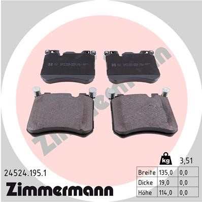 Bromsbeläggsats, Framaxel Zimmermann 24524.195.1 ZIMMERMANN