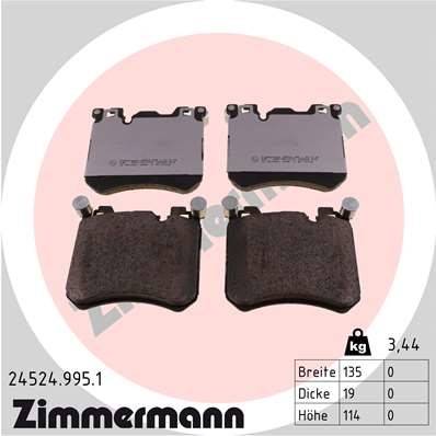 Bromsbeläggsats, Framaxel Zimmermann Rd:z 24524.995.1 ZIMMERMANN