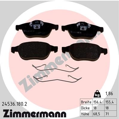 Bromsbeläggsats, Framaxel Zimmermann 24536.180.2 ZIMMERMANN