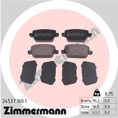 Bromsbeläggsats, Bakaxel Zimmermann 24537.160.1 ZIMMERMANN