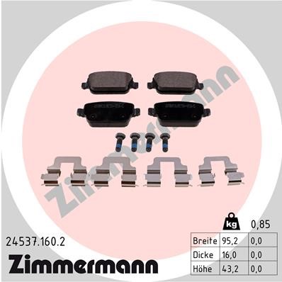 Bromsbeläggsats, Bakaxel Zimmermann 24537.160.2 ZIMMERMANN