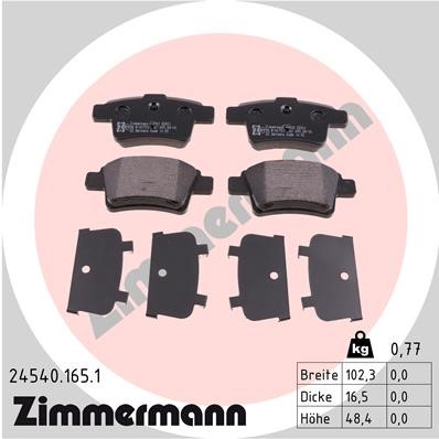 Bromsbeläggsats, Bakaxel Zimmermann 24540.165.1 ZIMMERMANN