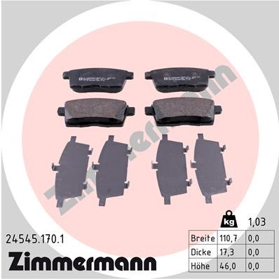 Bromsbeläggsats, Bakaxel Zimmermann 24545.170.1 ZIMMERMANN