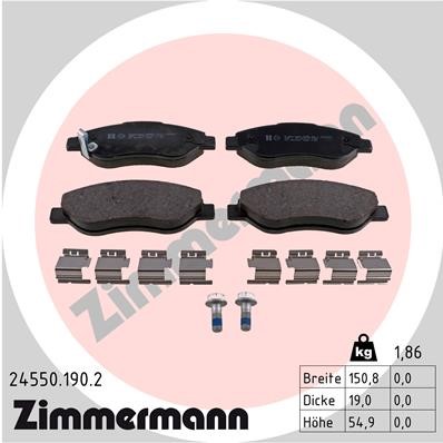 Bromsbeläggsats, Framaxel Zimmermann 24550.190.2 ZIMMERMANN