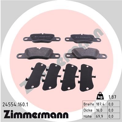 Bromsbeläggsats, Bakaxel Zimmermann 24554.160.1 ZIMMERMANN