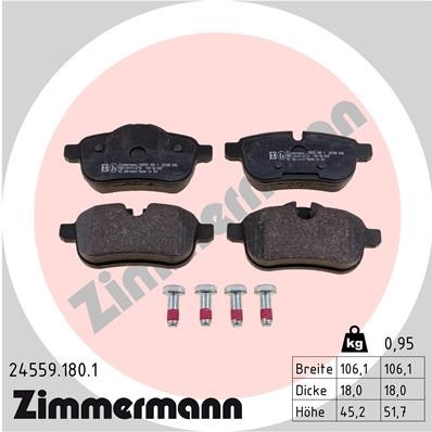 Bromsbeläggsats, Bakaxel Zimmermann 24559.180.1 ZIMMERMANN