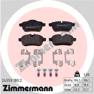 Bromsbeläggsats, Bakaxel Zimmermann 24559.180.2 ZIMMERMANN
