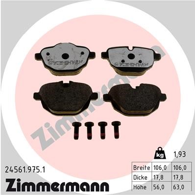 Bromsbeläggsats, Bakaxel Zimmermann Rd:z 24561.975.1 ZIMMERMANN