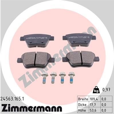 Bromsbeläggsats, Bakaxel Zimmermann 24563.165.1 ZIMMERMANN