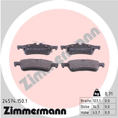 Bromsbeläggsats, Bakaxel Zimmermann 24574.150.1 ZIMMERMANN