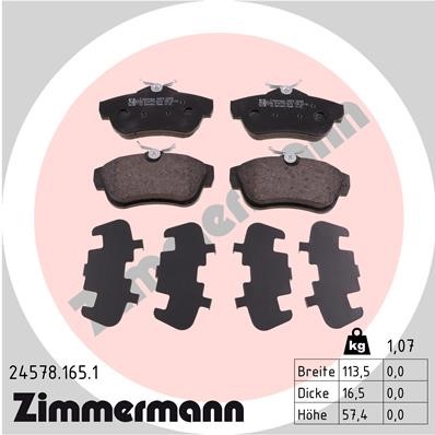 Bromsbeläggsats, Bakaxel Zimmermann 24578.165.1 ZIMMERMANN