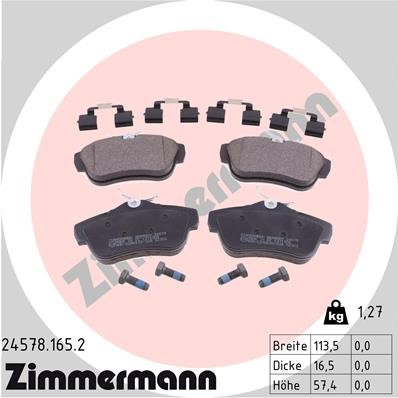 Bromsbeläggsats, Bakaxel Zimmermann 24578.165.2 ZIMMERMANN