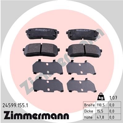 Bromsbeläggsats, Bakaxel Zimmermann 24599.155.1 ZIMMERMANN