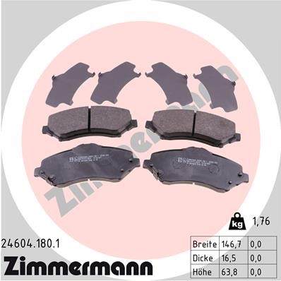 Bromsbeläggsats, Framaxel Zimmermann 24604.180.1 ZIMMERMANN