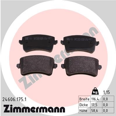 Bromsbeläggsats, Bakaxel Zimmermann 24606.175.1 ZIMMERMANN