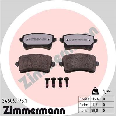 Bromsbeläggsats, Bakaxel Zimmermann Rd:z 24606.975.1 ZIMMERMANN