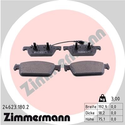 Bromsbeläggsats, Framaxel Zimmermann 24623.180.2 ZIMMERMANN