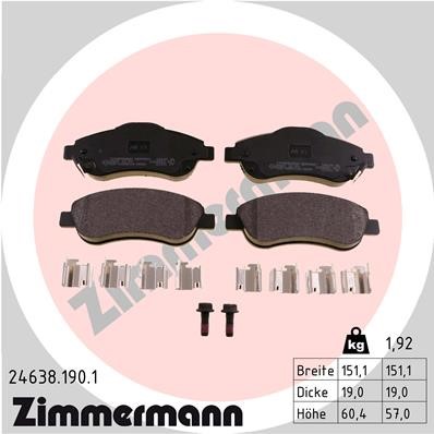 Bromsbeläggsats, Framaxel Zimmermann 24638.190.1 ZIMMERMANN