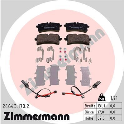 Bromsbeläggsats, Bakaxel Zimmermann 24643.170.2 ZIMMERMANN