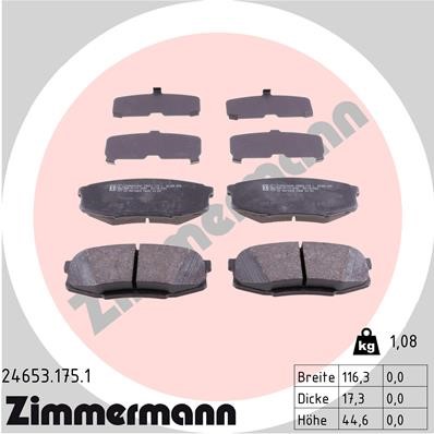Bromsbeläggsats, Bakaxel Zimmermann 24653.175.1 ZIMMERMANN