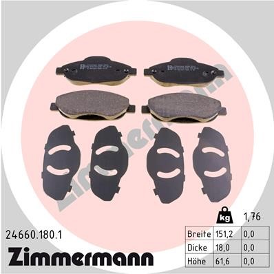 Bromsbeläggsats, Framaxel Zimmermann 24660.180.1 ZIMMERMANN