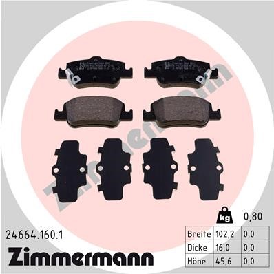 Bromsbeläggsats, Bakaxel Zimmermann 24664.160.1 ZIMMERMANN