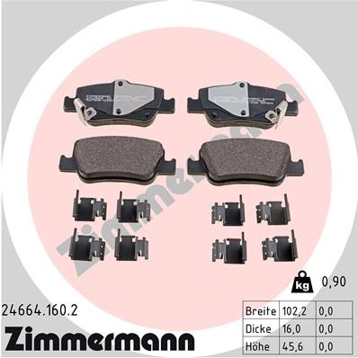 Bromsbeläggsats, Bakaxel Zimmermann 24664.160.2 ZIMMERMANN