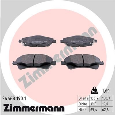 Bromsbeläggsats, Framaxel Zimmermann 24668.190.1 ZIMMERMANN