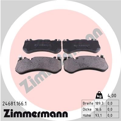 Bromsbeläggsats, Framaxel Zimmermann 24681.166.1 ZIMMERMANN