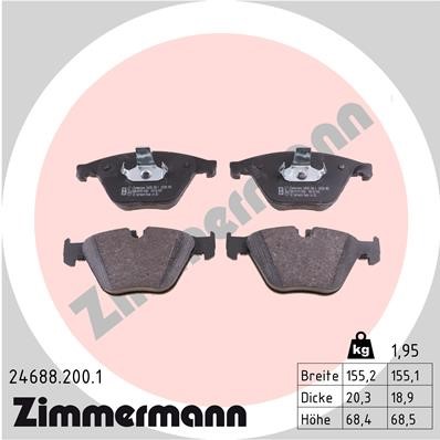 Bromsbeläggsats, Framaxel Zimmermann 24688.200.1 ZIMMERMANN