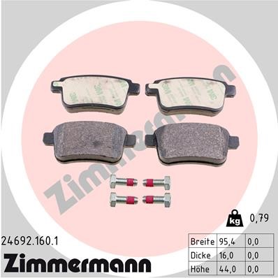 Bromsbeläggsats, Bakaxel Zimmermann 24692.160.1 ZIMMERMANN